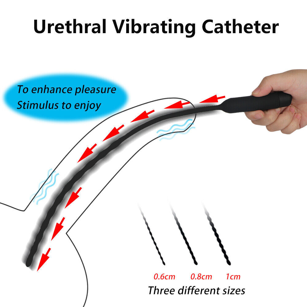 Male Vibrating Penis Plug Electrical Urethral Sounds Silicone Prostate Massage