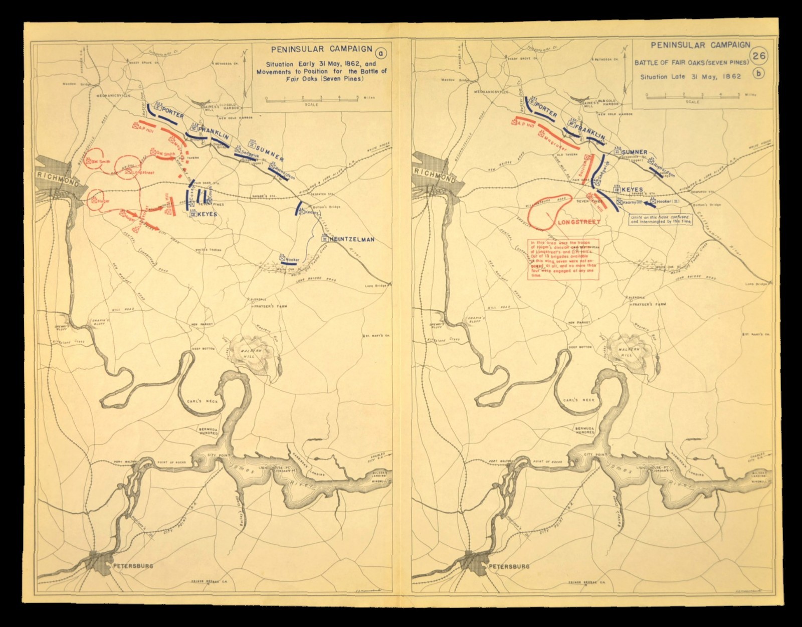 Battle of Seven Pines Map Henrico County Virginia Richmond May 31st 1862