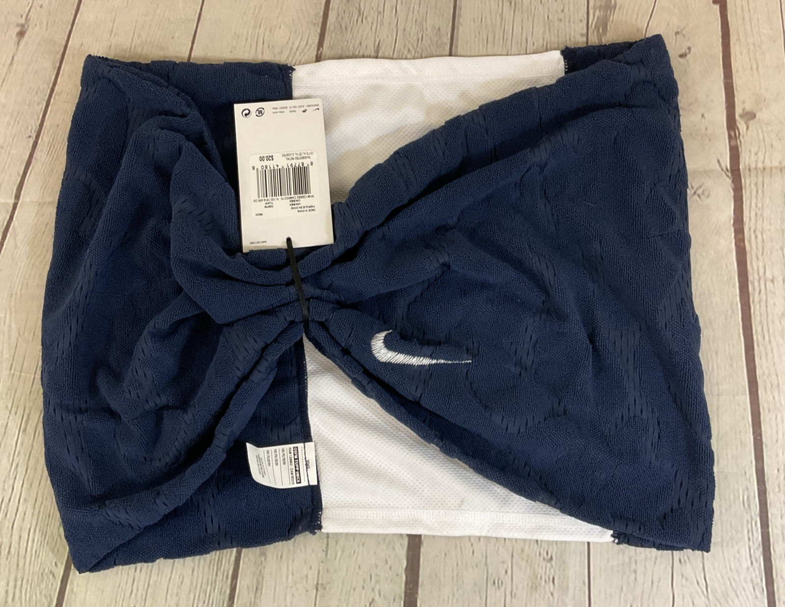 Nike N.100.1619.456 Unisex DRI-FIT 100% Polyester Cooling Towel White Navy OSFA