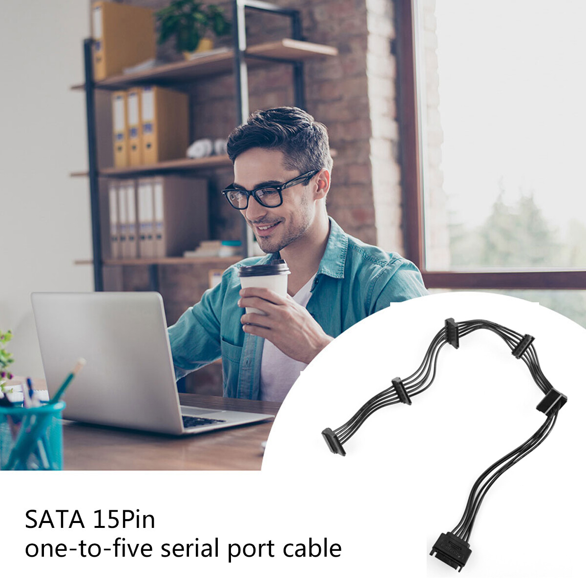 NEW 15 Pin SATA Power 1 Male To 5 Female Splitter Hard Drive Cable fits HDD SSD