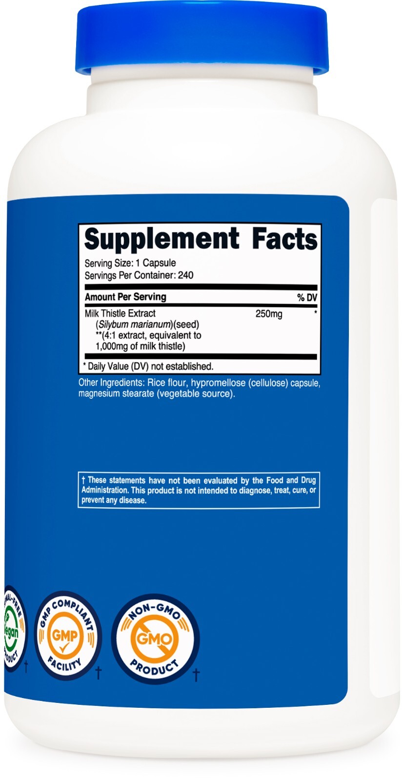 Nutricost Milk Thistle 250mg (1000mg Equivalent), 240 Vegetarian Capsules