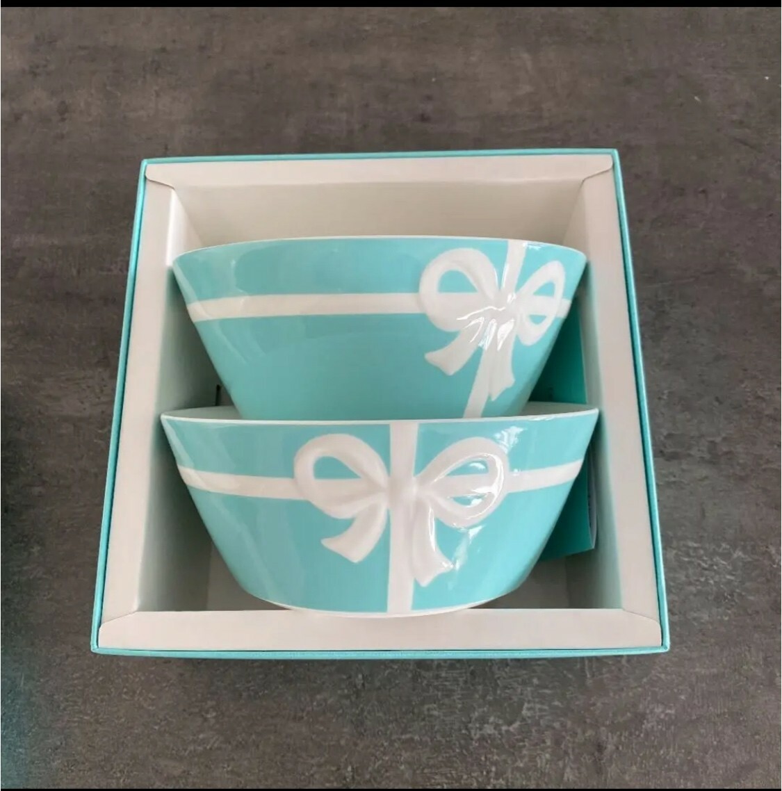 Tiffany & Co. Blue Box Bowl tableware Ribbon Bone 2pcs Set Gift New japan