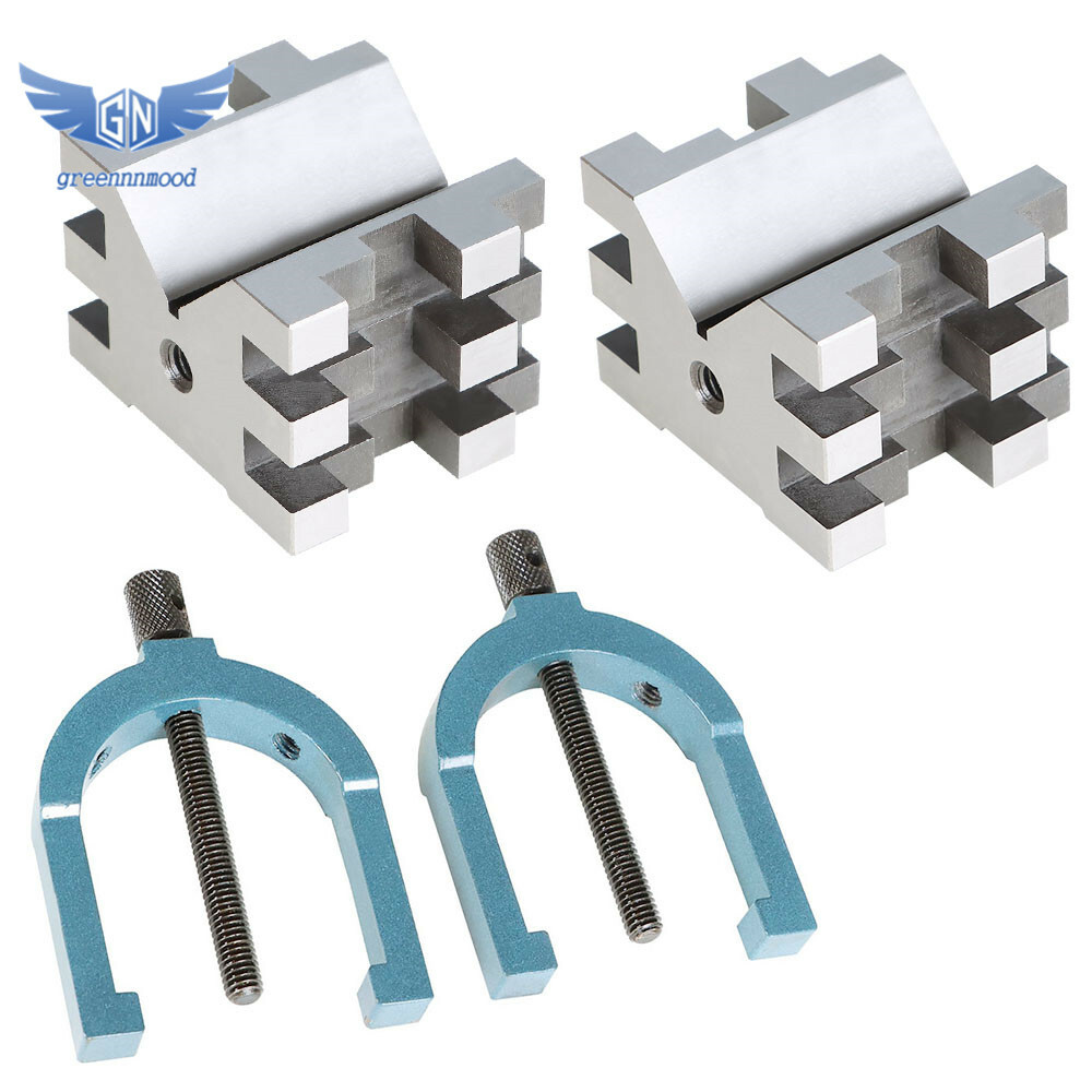 Multi-Use 2-3/8" x 2-3/4" x 2" V-Block and Clamp Set Hardened Steel Precision