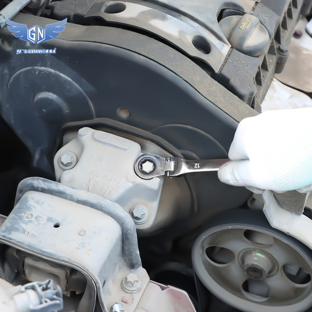 12pc Metric Flexible Head Ratcheting Wrench 8-19mm Combination Spanner Tool Set