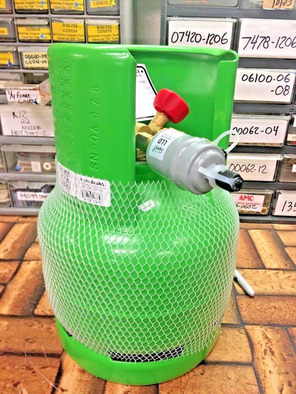 Refrigerant Recovery Tank, 6L/13.2Lbs., Liquid Capacity, Liquid & Vapor Y Valve