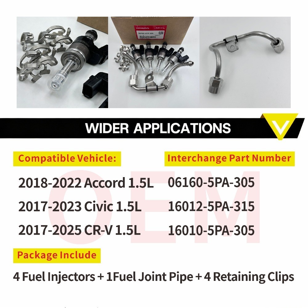 Genuine Honda OEM Fuel Injector Kit For 1.5 L Turbo Injector Set & Fuel Pipe New