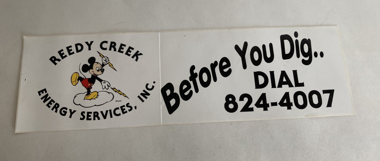 Walt Disney World Reedy Creek Energy Servies Decal Sticker Sign Prop Mickey