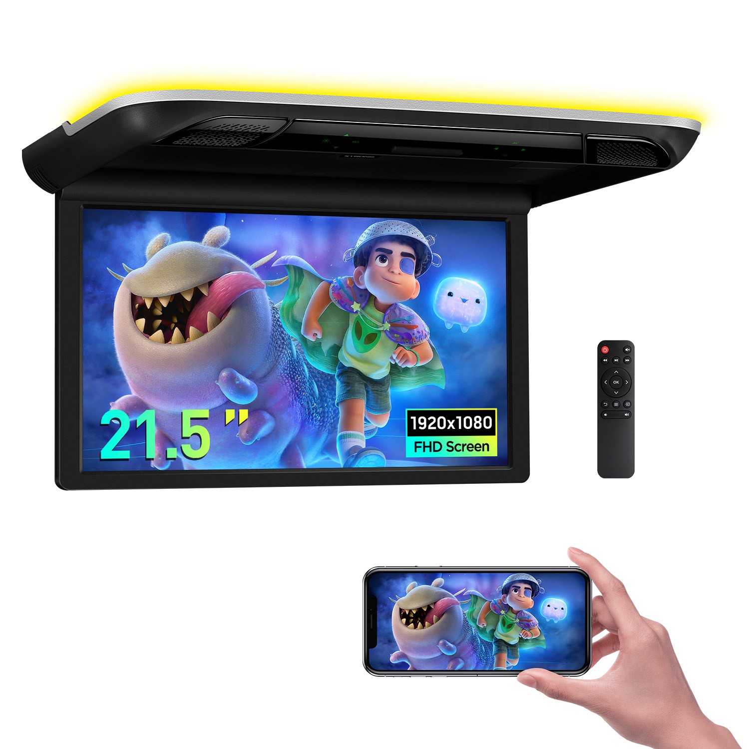 21.5" Car TV Coach Bus Flip Down Roof Monitor Overhead HD Screen 1080P USB HDMI