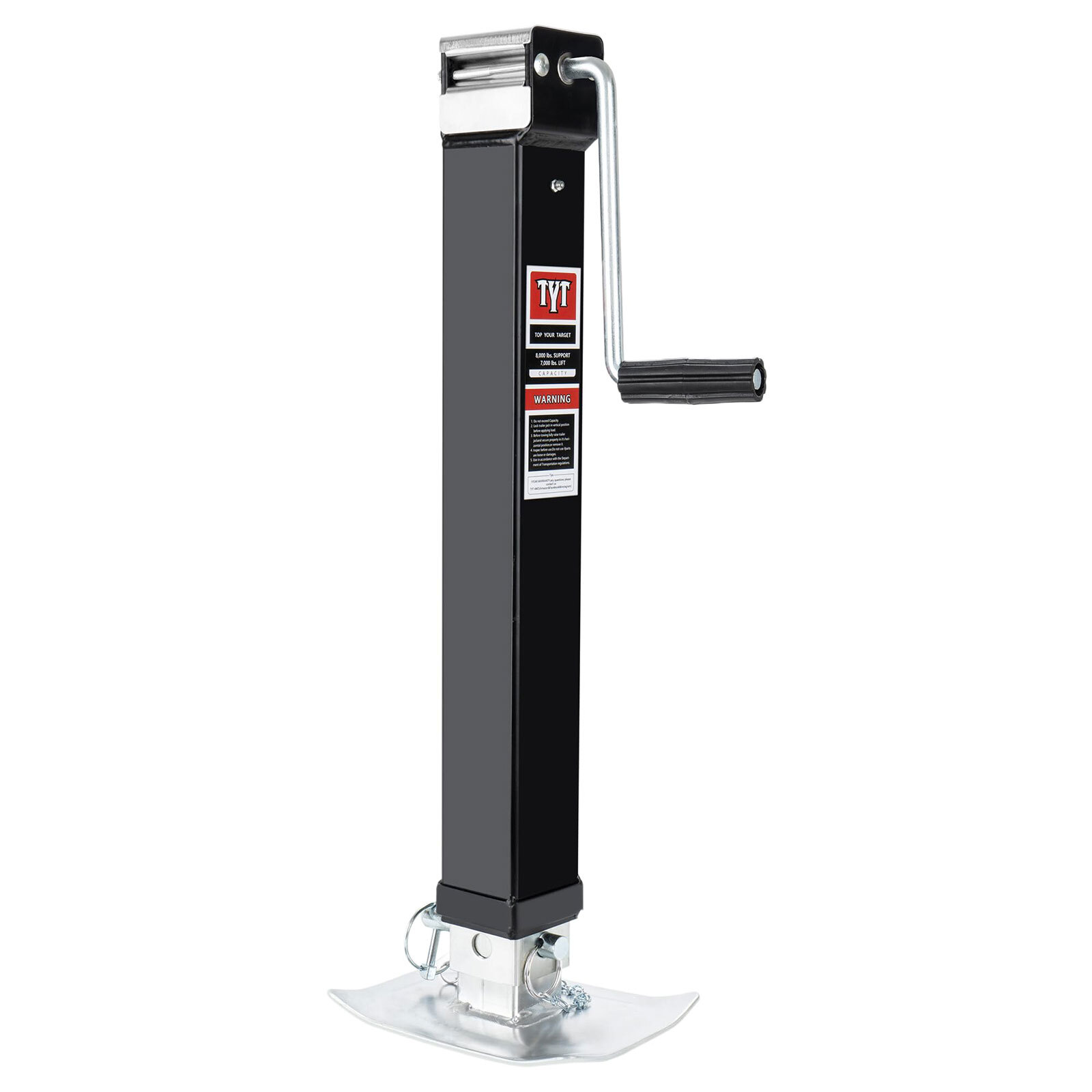 8000 lbs Weld-on Trailer Jack with 15" Lift Side Wind, 13" Adjustable Drop Leg