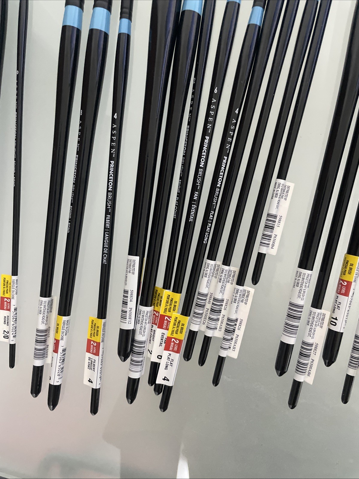 LOT OF 49 - Princeton Aspen Long Handle Oil Acrylic Synthetic Paint Brushes