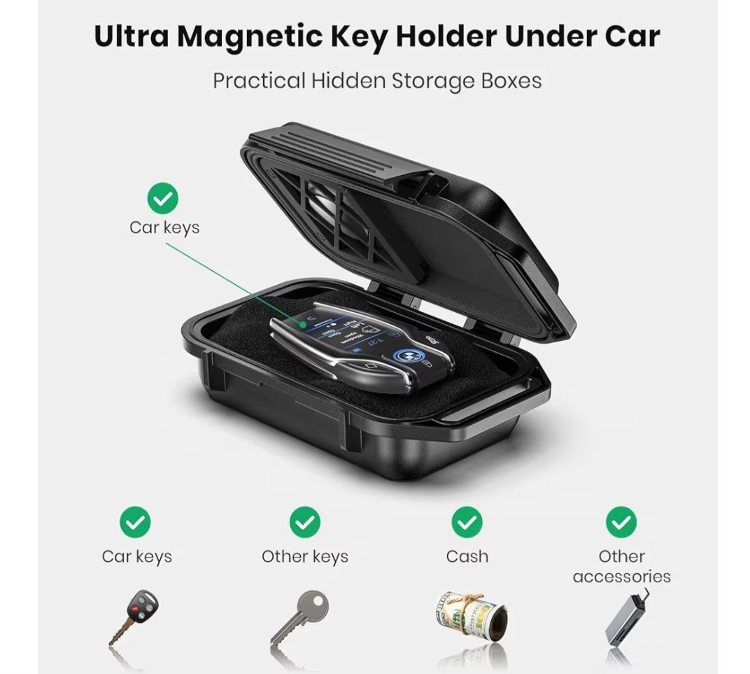 Upgraded Magnetic Key Box, Magnetic Key Holder Under Car, Hide a Key Magnetic...