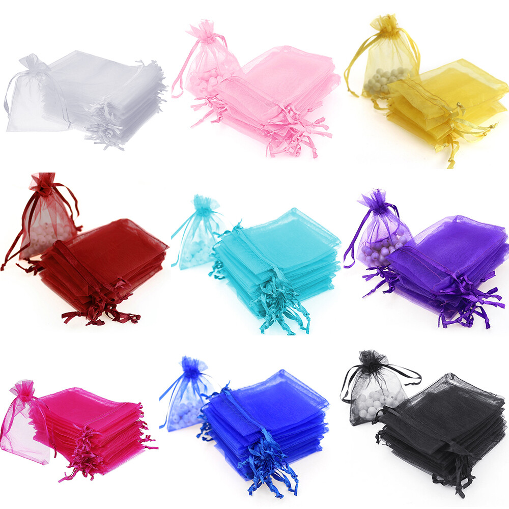 100/200 pcs Organza Gift Candy Sheer Bags Wedding Party Favor Decoration Pouches