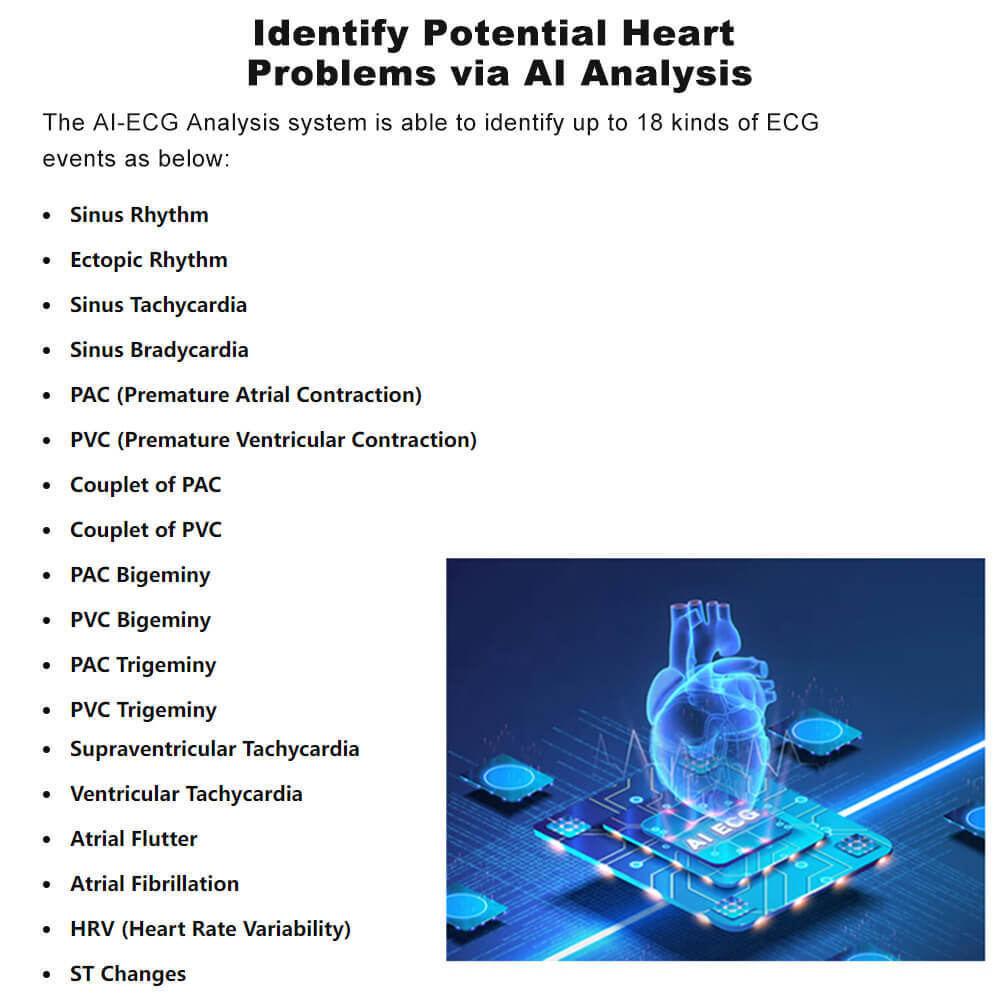 Holter Monitor 24 hours EKG Monitor ECG Recording PC Software Free AI Analysis