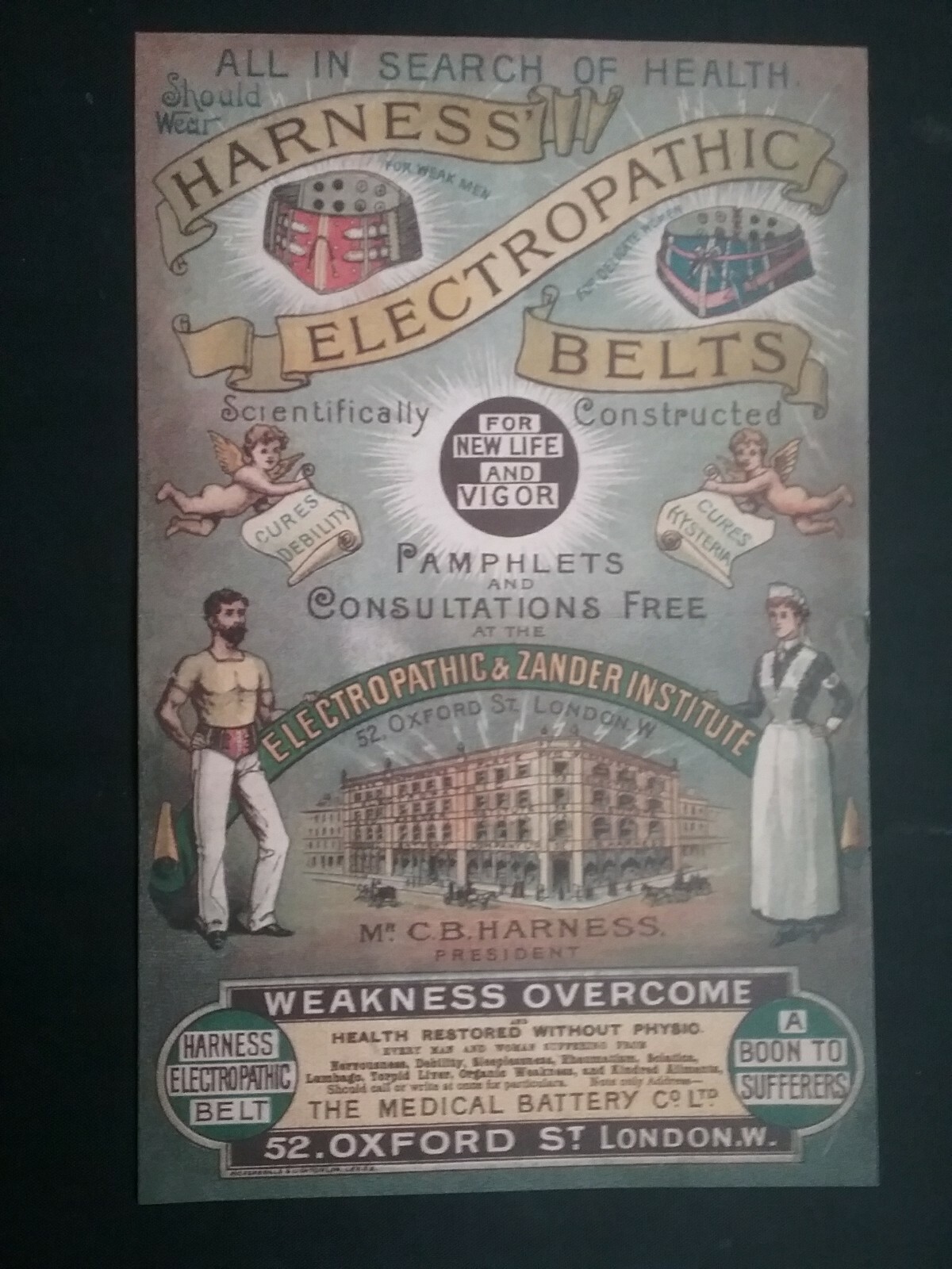 VICTORIAN ELECTROPATHIC BELTS LEAFLET + ****(((2 CARD ADVERTS)))****