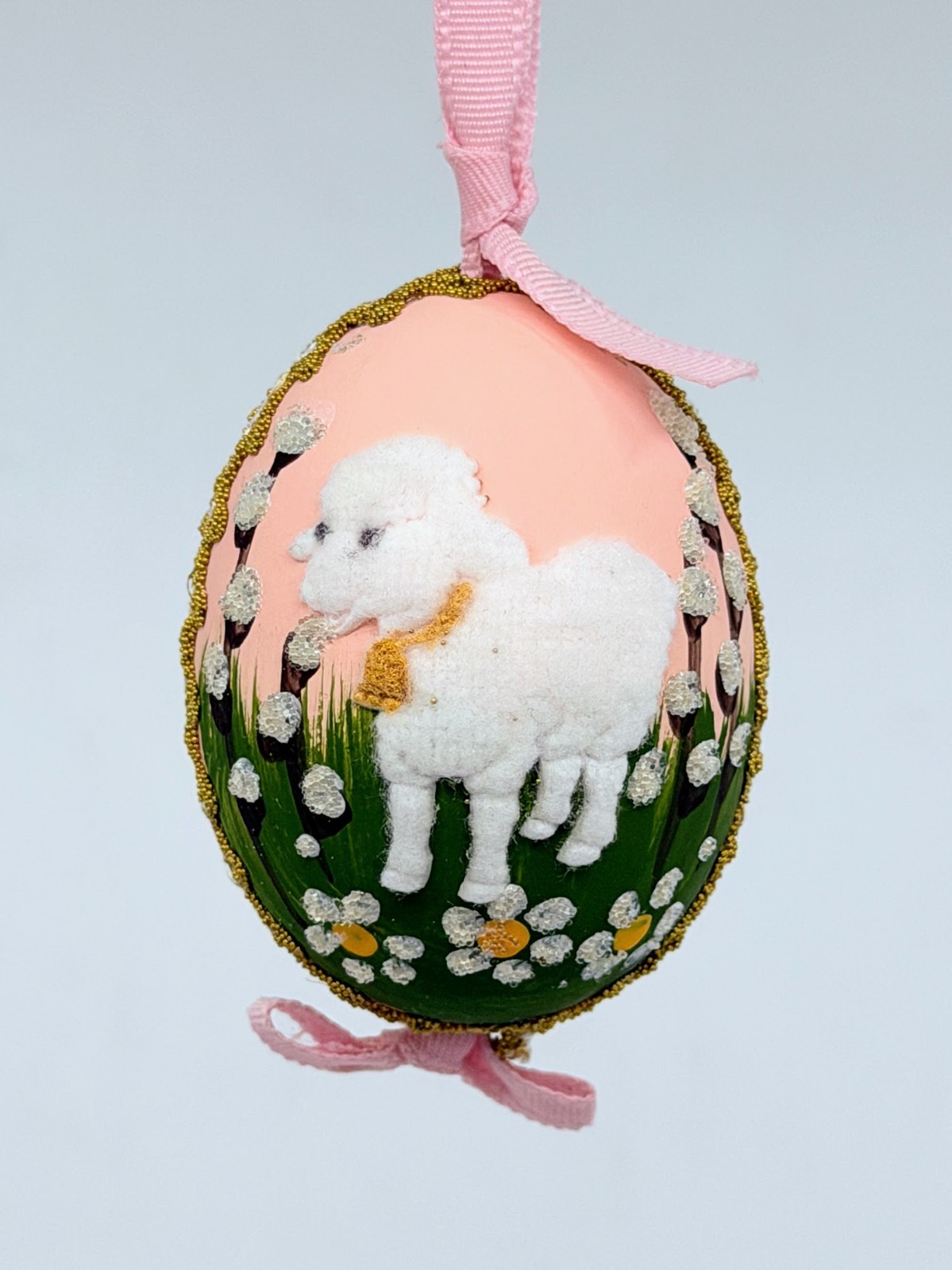 Easter Egg Ornament: Peter's Seasons GMBH; Little Lamb in Spring Garden