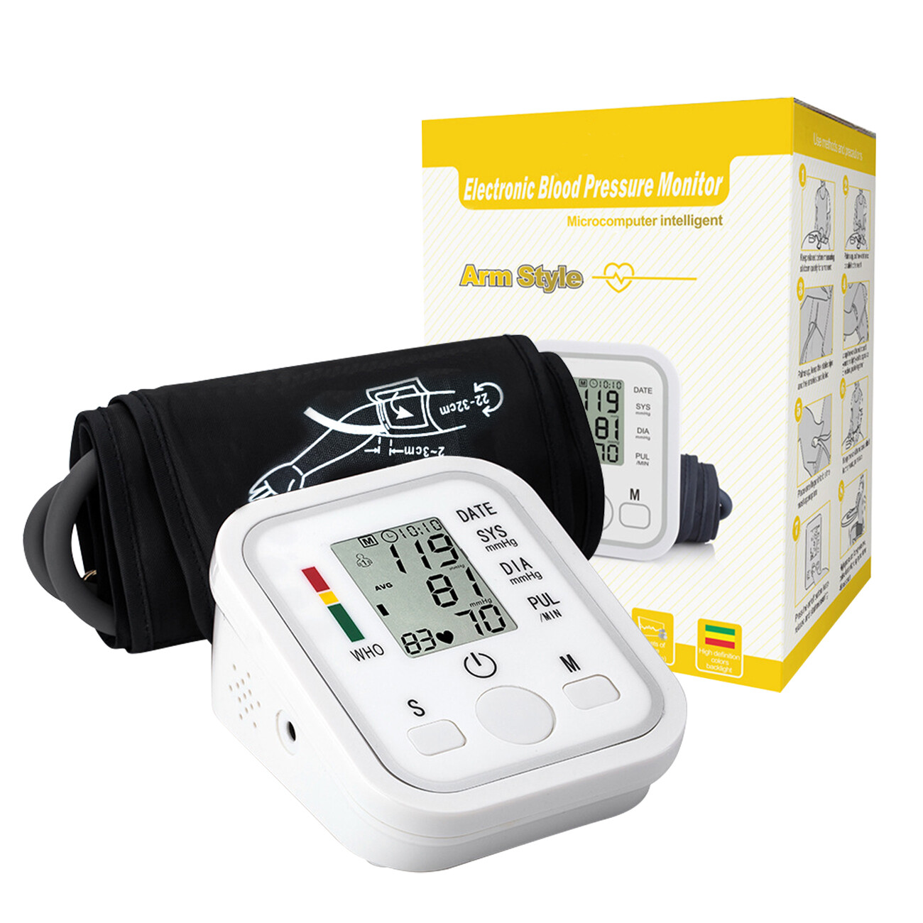 Digital Blood Pressure Monitor Automatic Pulse Meter BP Machine Voice Talking