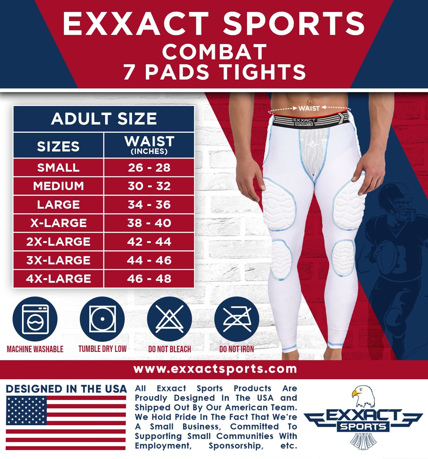 Exxact Sports Combat 7 Pad Adult Girdle for Men, Padded Football Gridle