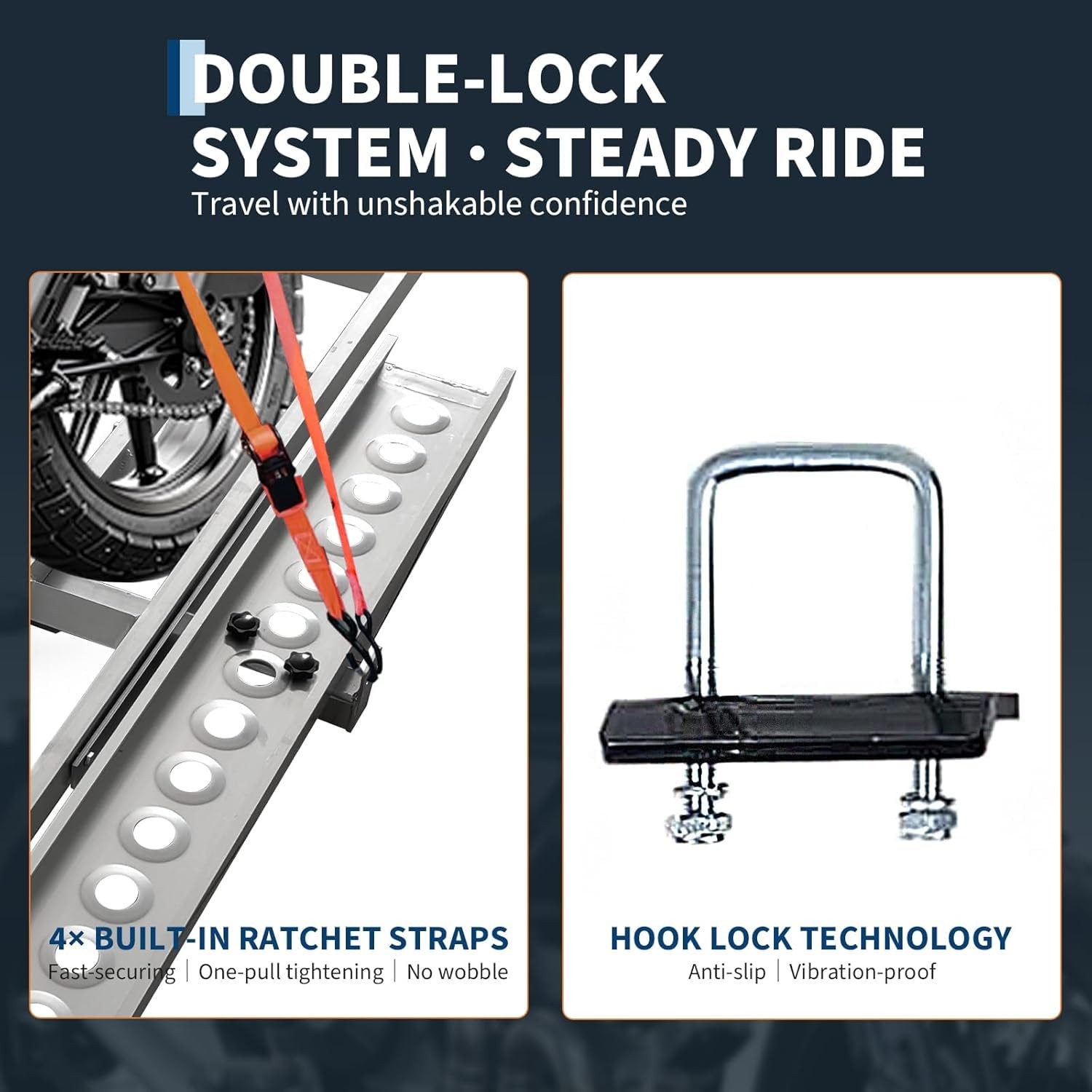 Motorcycle Carrier Scooter Dirt Bike Hitch Mount 600LB Rack Ramp Hauler Heavydut