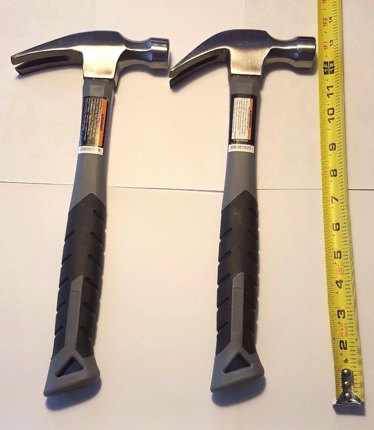 Set of 2 16 oz. Fiberglass Rip Hammer and Claw Hammer