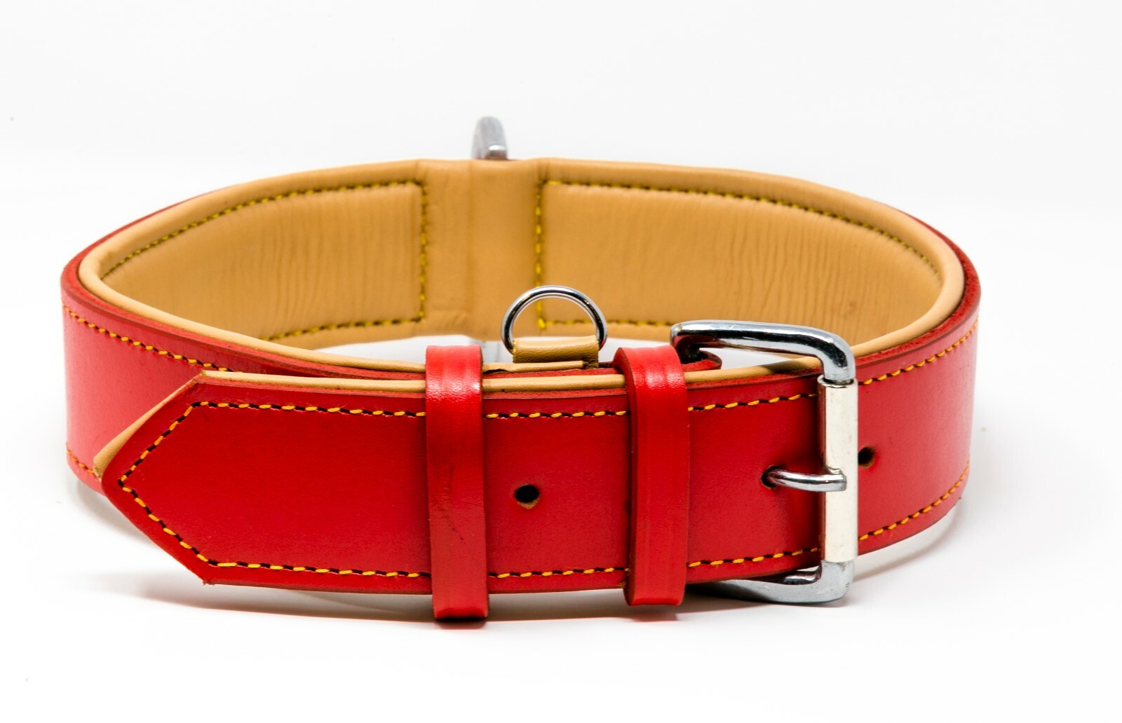 Riparo Genuine Leather Padded Dog Heavy Duty K-9 Adjustable Collar