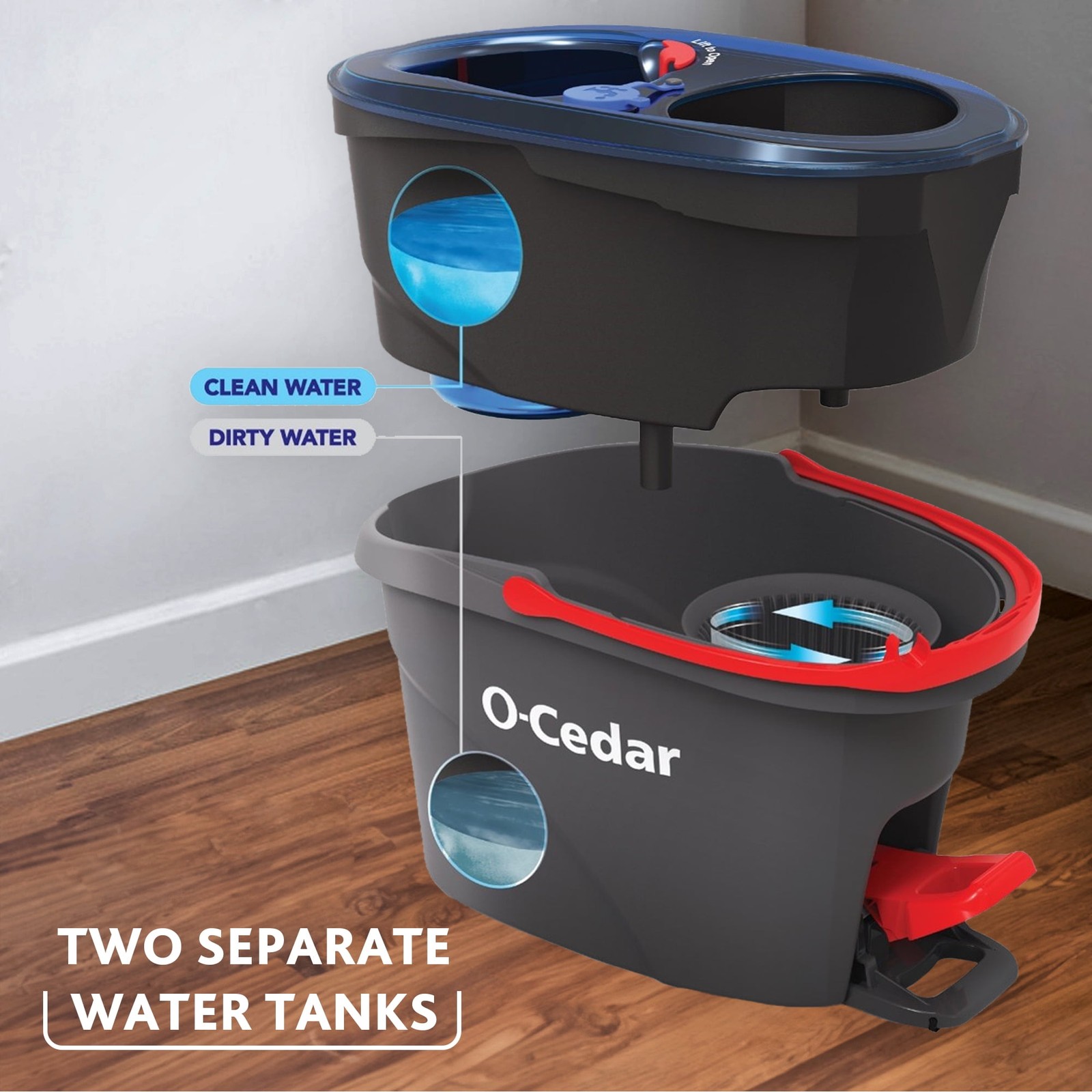 O-Cedar RinseClean Spin Mop & Bucket System Hands-Free Cleaning
