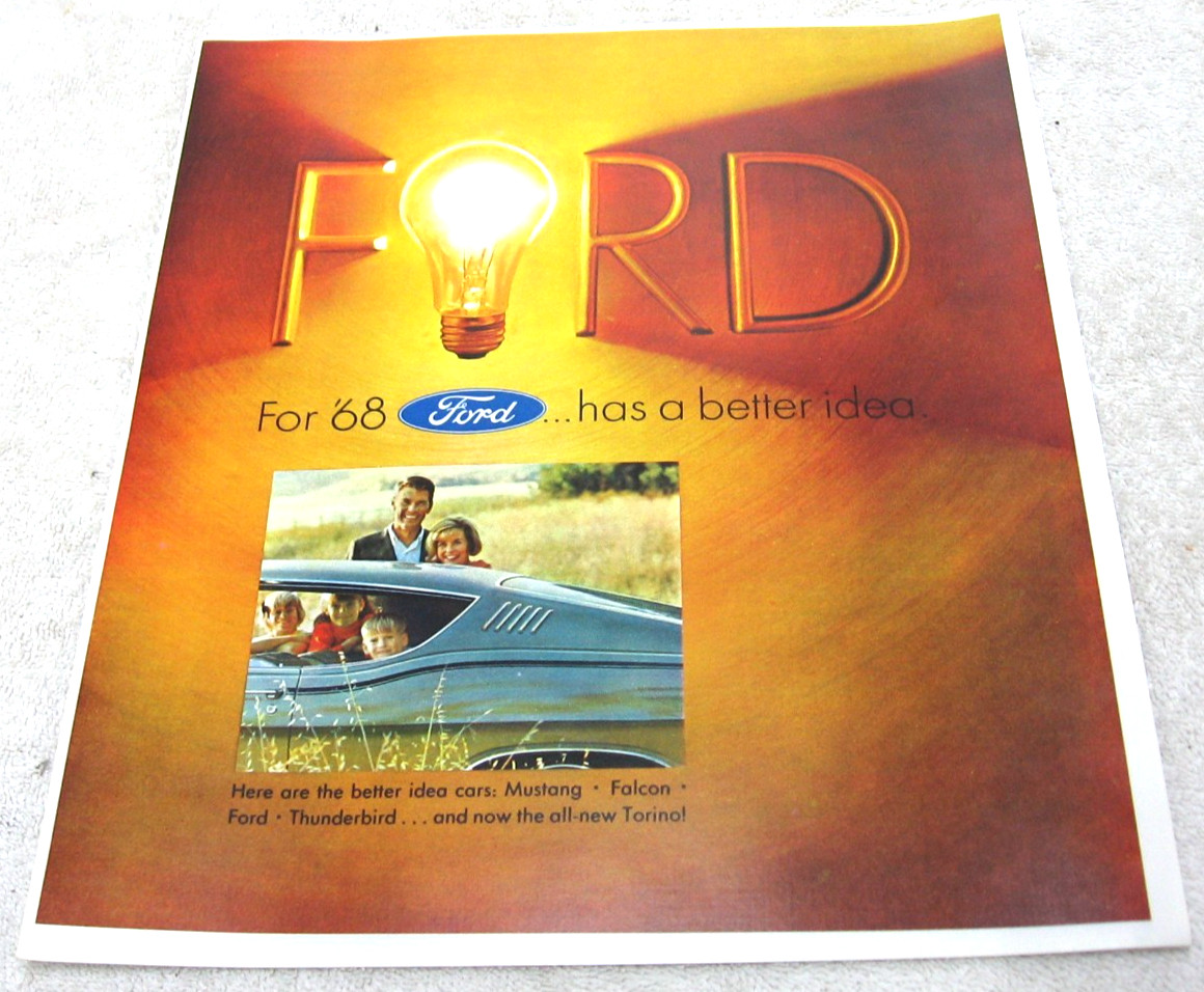 VINTAGE 1968 FORD 500 MUSTANG TBIRD FALCON LTD LX TORINO BROCHURE