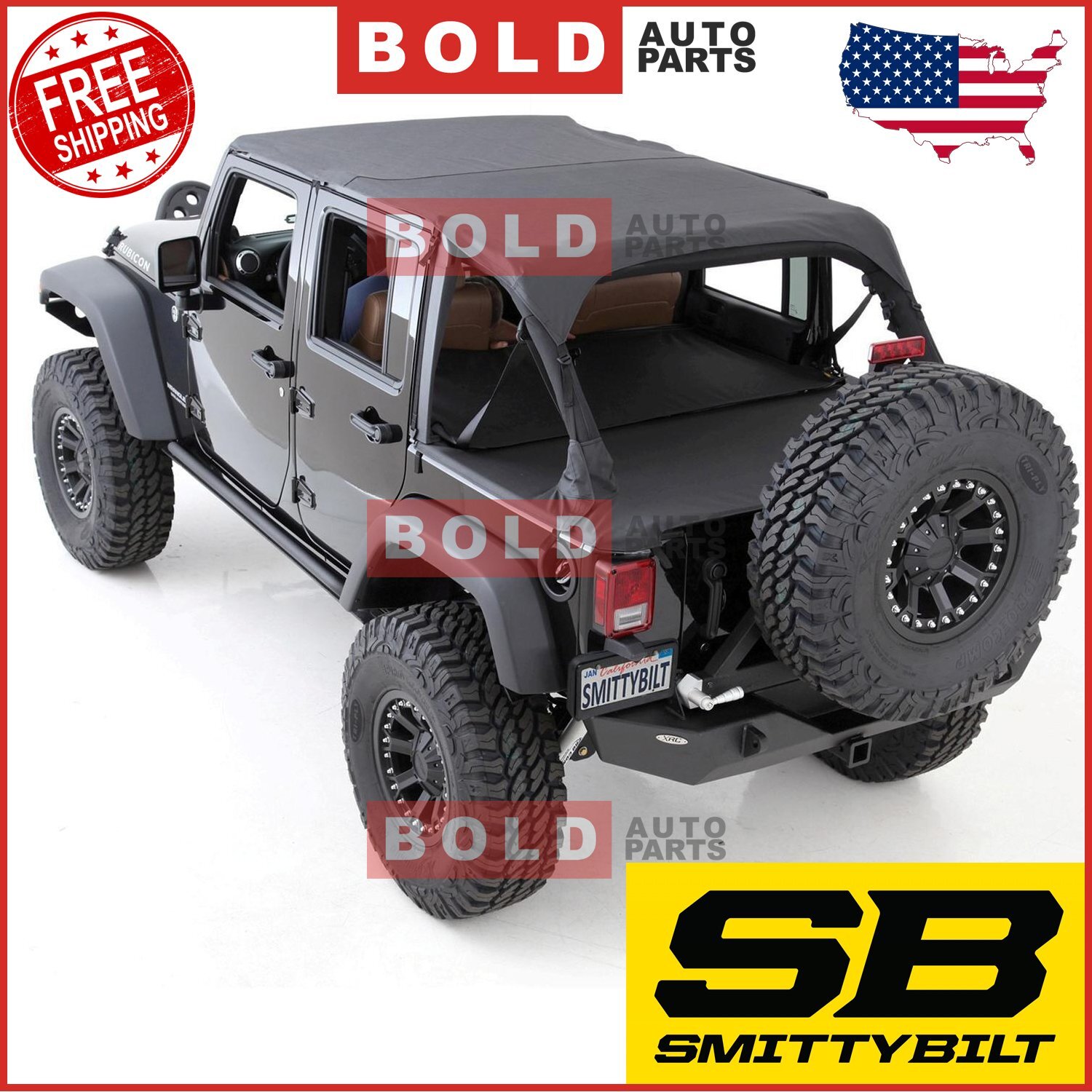 Smittybilt Extended Top Black Diamond For 2010-2018 Jeep Wrangler JK 4 Door