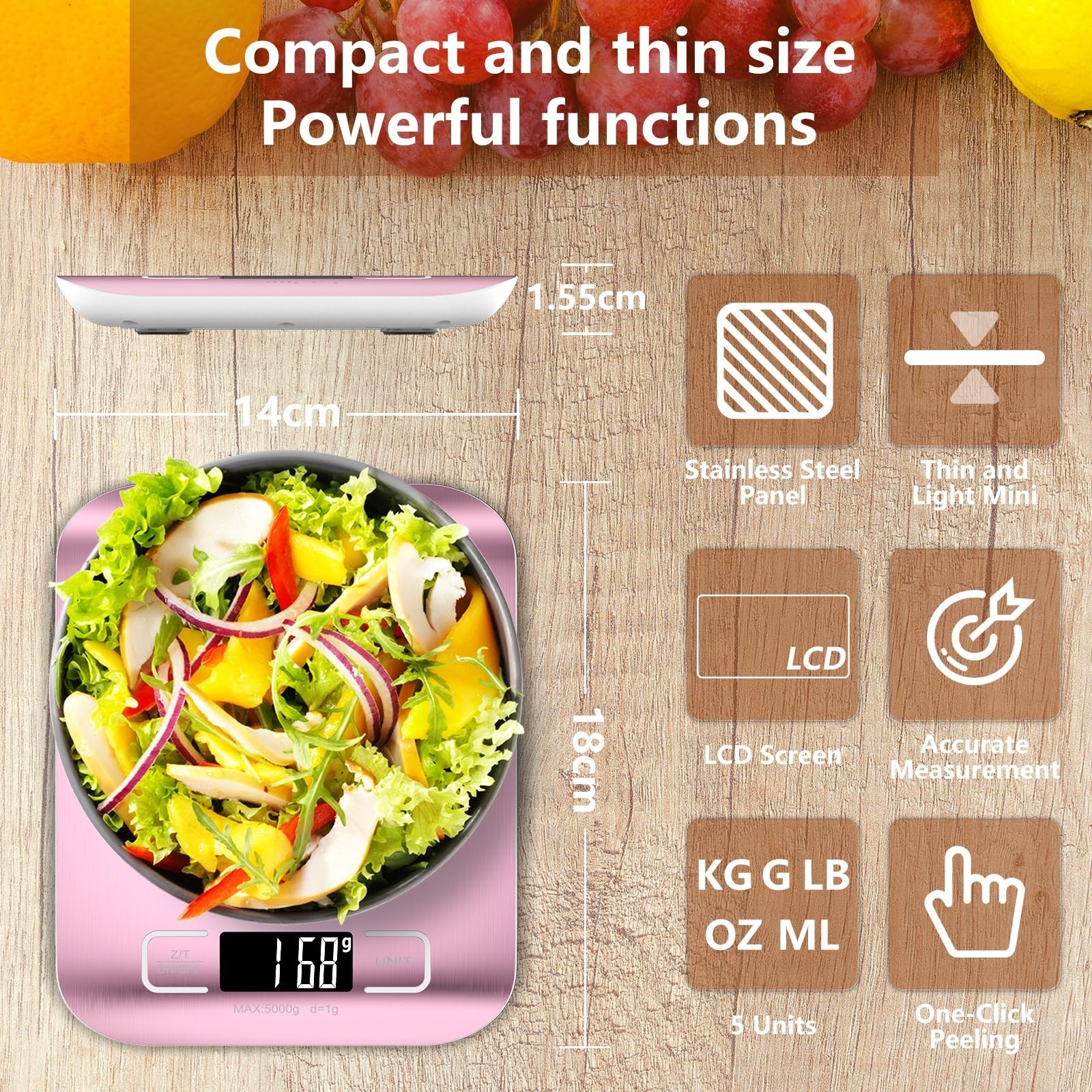 Food Scale, Digital Kitchen Scale 22lb/10kg Capacity, 6 Units with Tare Funct...