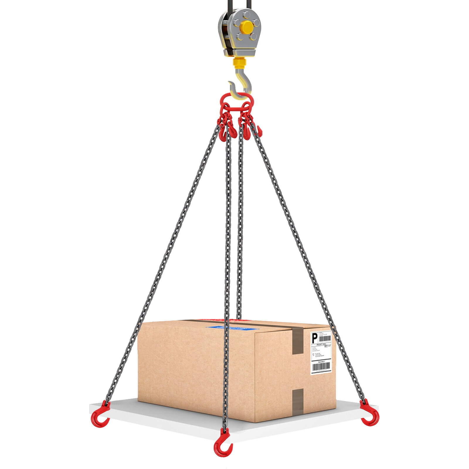 3/8 in x 10ft Chain Sling 4 Legs G80 Lifting Chain With Grab Hooks 22046.23lbs