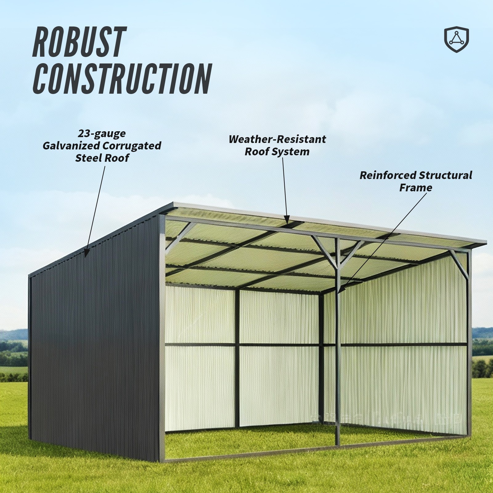 New 20x12 Ft Metal Livestock Shelter Run-in Shed for Cattle Horse Goat free ship