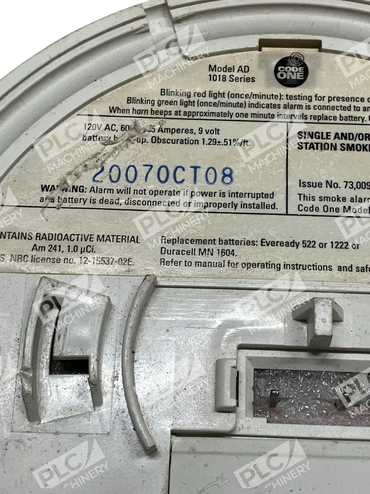 Code One AD 1018 Series Ionization Smoke Alarm Hardwired w/ Battery Backup