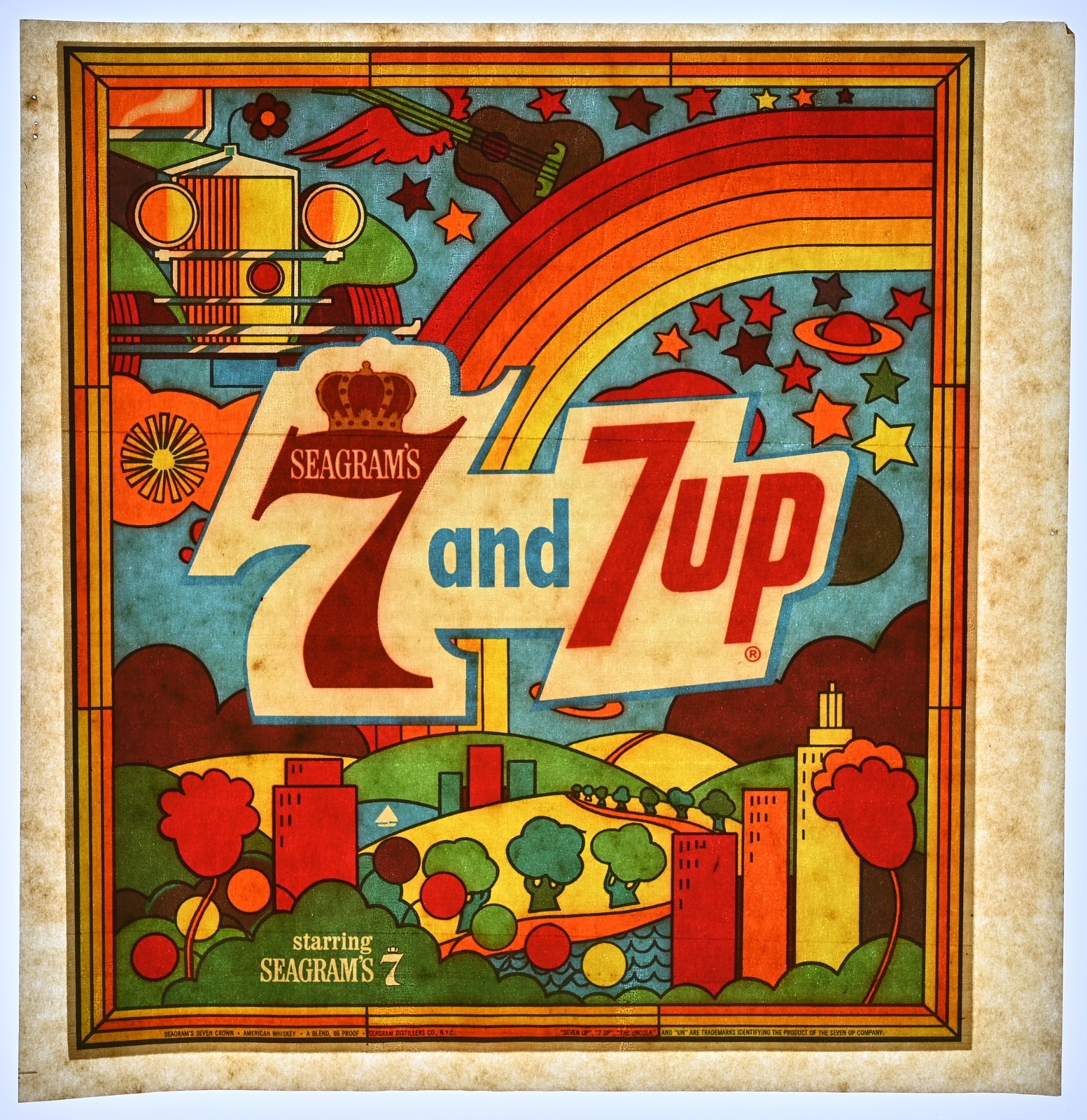 Original VINTAGE 1970s Heat Transfer | Seagrams 7 and 7up - Bundle 3