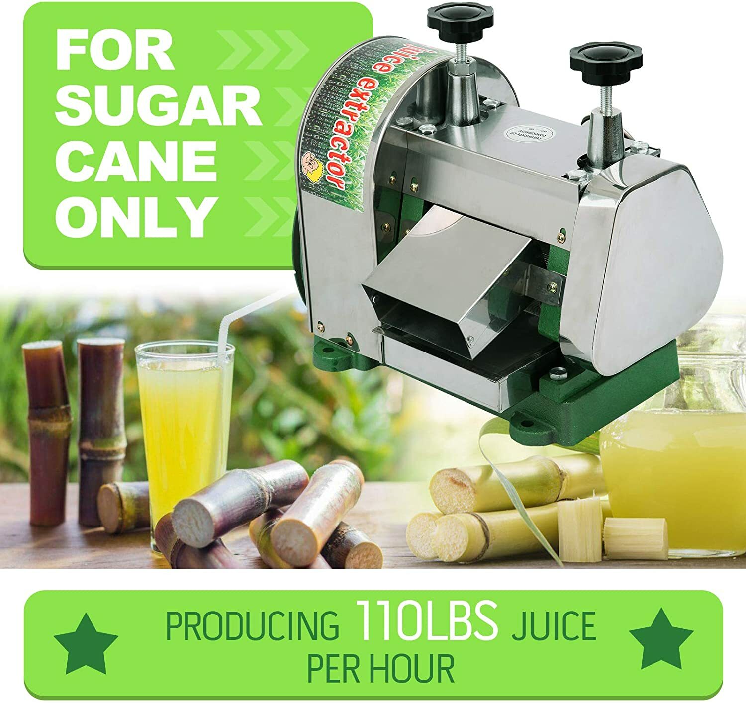 Commercial Manual Sugar Cane Press Juicer Juice Machine Extractor Mill 50kg/h