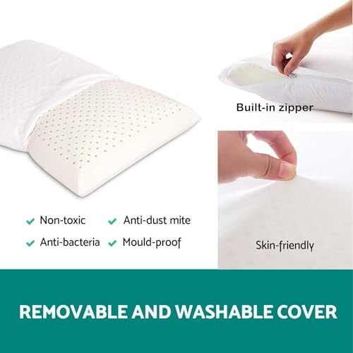 100% Natural Talalay Latex Pillow Sleeping Bed Pillows, Extra Soft Queen Size