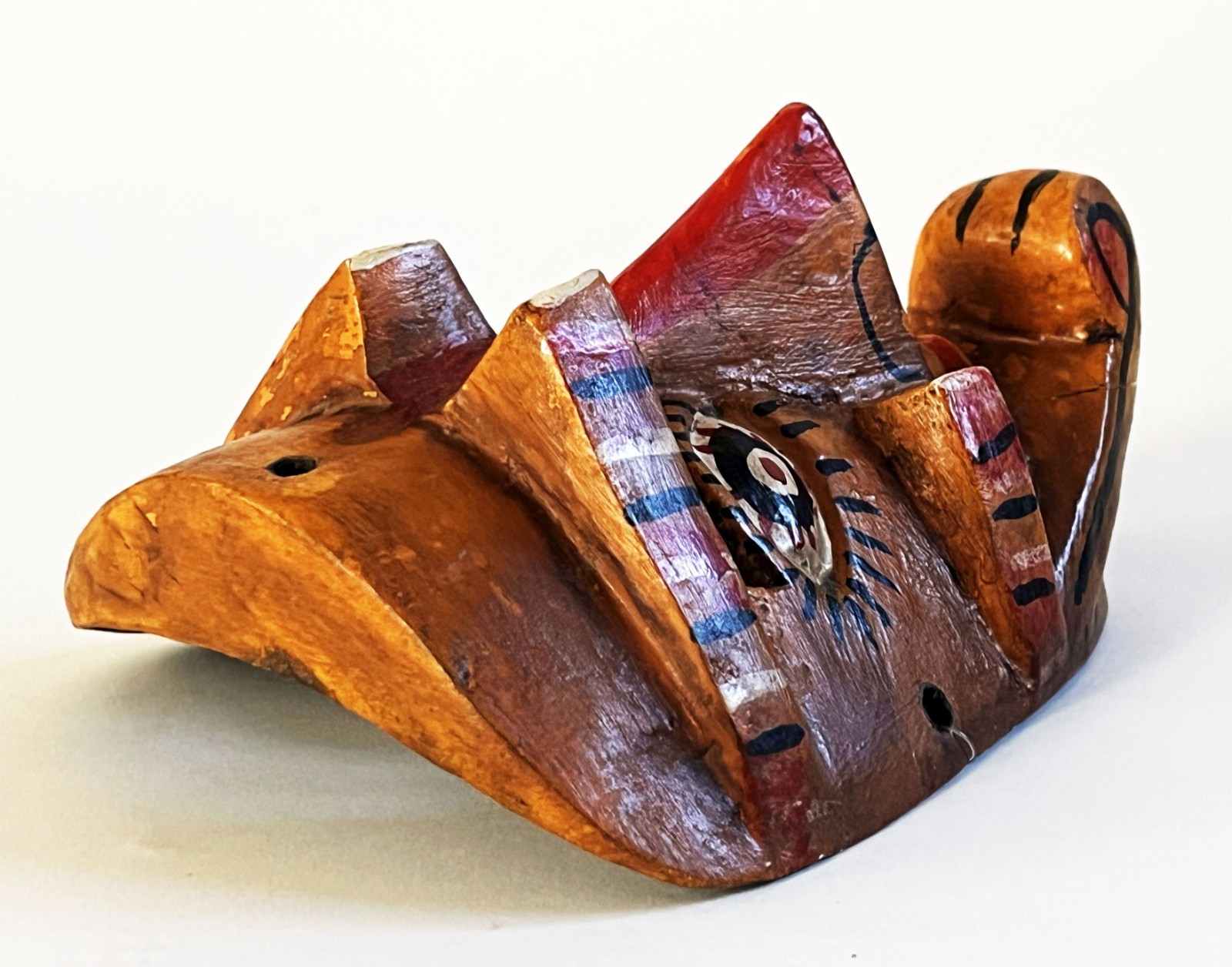 VTG MEXICAN GUERRERO FOLK ART HAND CARVED WOOD MORO CHINO CULTURAL DANCE MASK