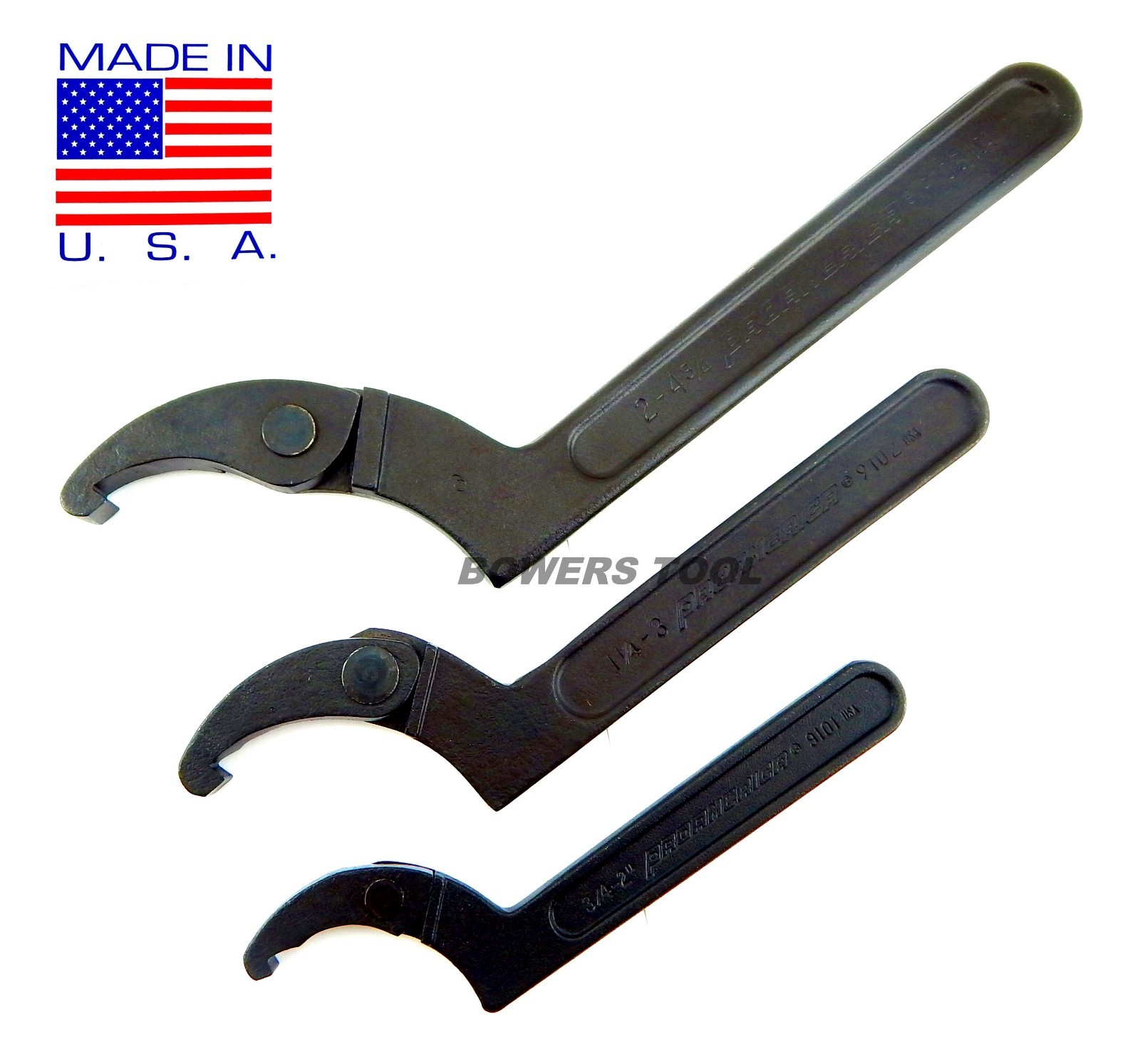 Pro America Kal Tool Adjustable Hook Spanner Wrench Set 3/4 – 4-3/4in. USA MADE