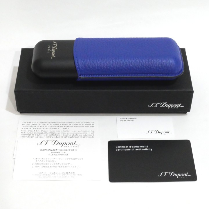 S.T.Dupont 183161 Double 2 Tube Cigar Case / Cigar Holder Ocean & Matte BlackNEW