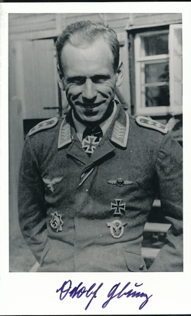 Adolf Glunz signed photo-Luftwaffe Ace.