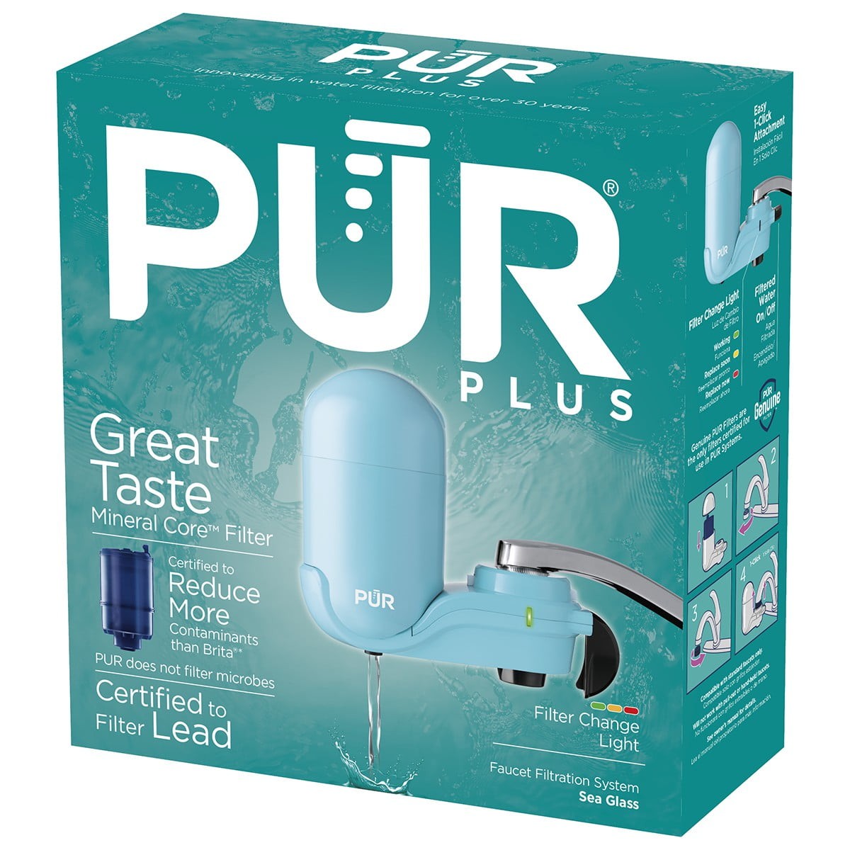 PUR Plus Faucet Mount Water Filter System, FM2700G, Sea Glass
