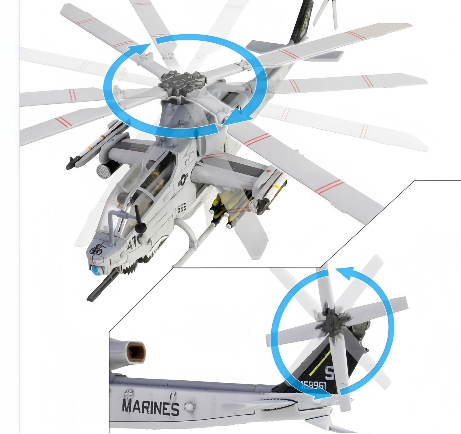 1/72 USMC Bell AH-1Z 'Viper' Helicopter Static Model Plane New Collection Gift