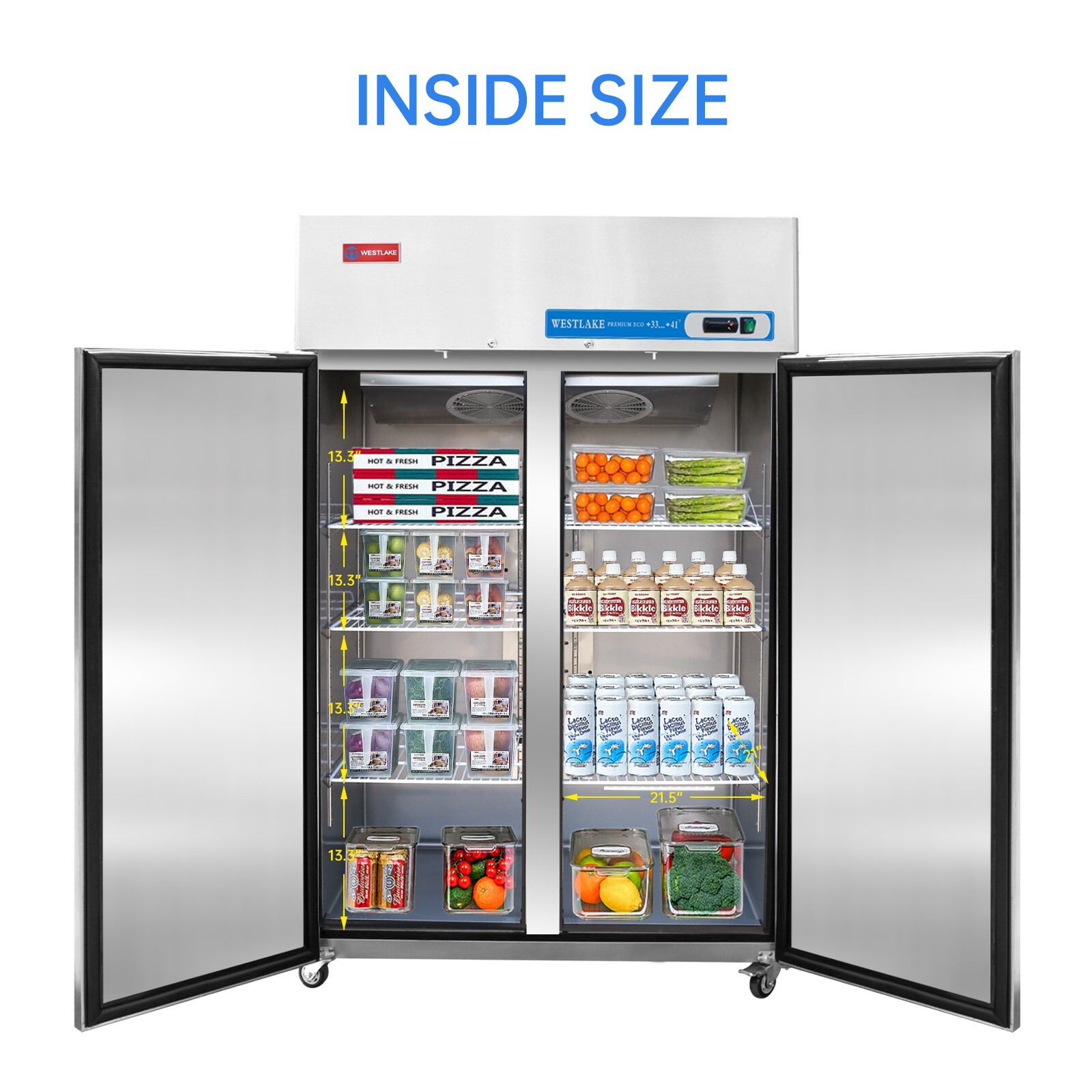 Commercial Reach In Refrigerator, Cooler, Fridge, 48 Inch 2 Solid Door, 36 Cu.ft