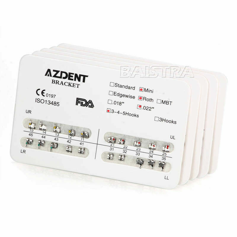 AZDENT Dental Orthodontic Brackets Mini Roth/MBT 022 Hooks 345/10Size Arch Wires