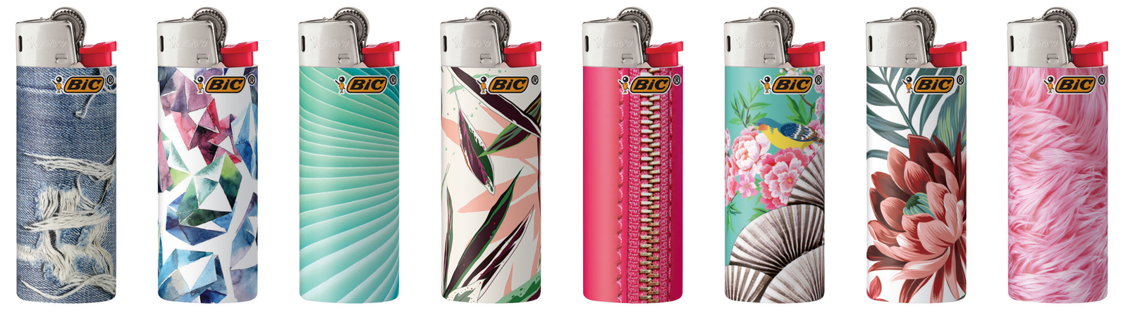 BIC Mini Lighter, Assorted Fashion Designs, Set of 8 Pocket Lighters