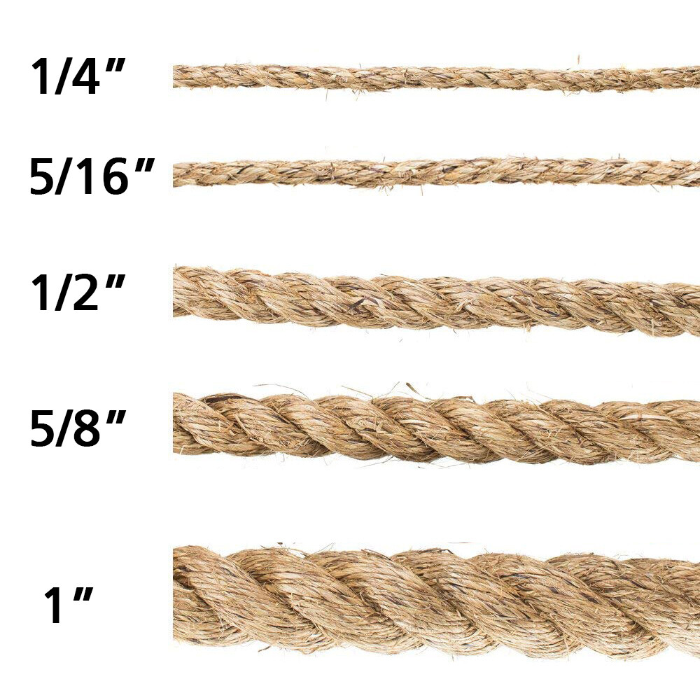 Twisted Manila 4 Strand Natural Fiber Cord Ropes Landscape Fitness Dock Decor