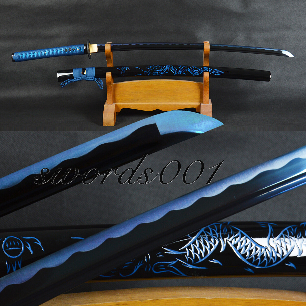 Blue Dragon Katana Japanese Samurai Sword 1095 Carbon Steel Functional Full Tang