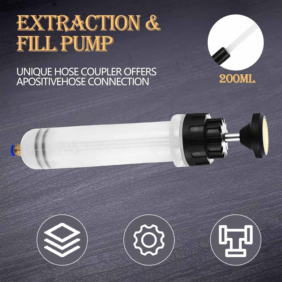 Automotive Fluid Extractor Pump Oil Change Syringe With Hose Manual Fuel Suction