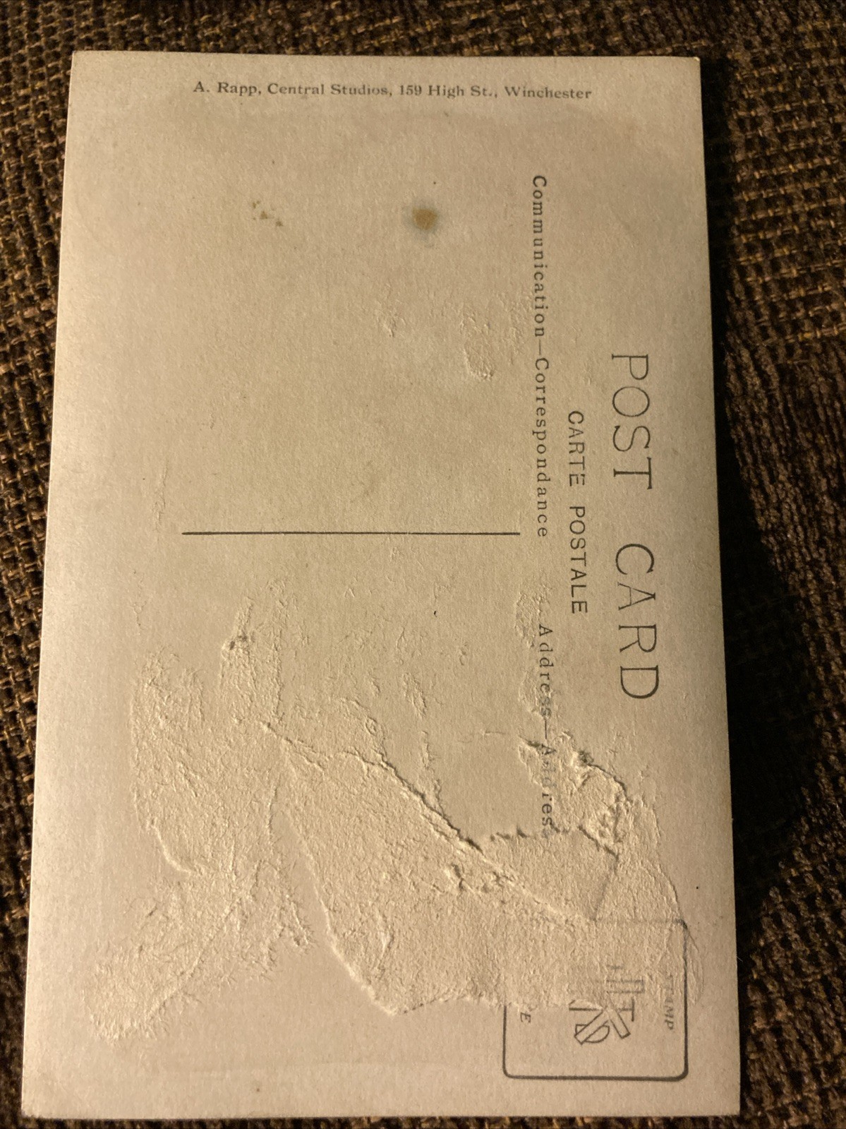 WWI era RPPC Army Soldier Portrait Photo Postcard - Winchester