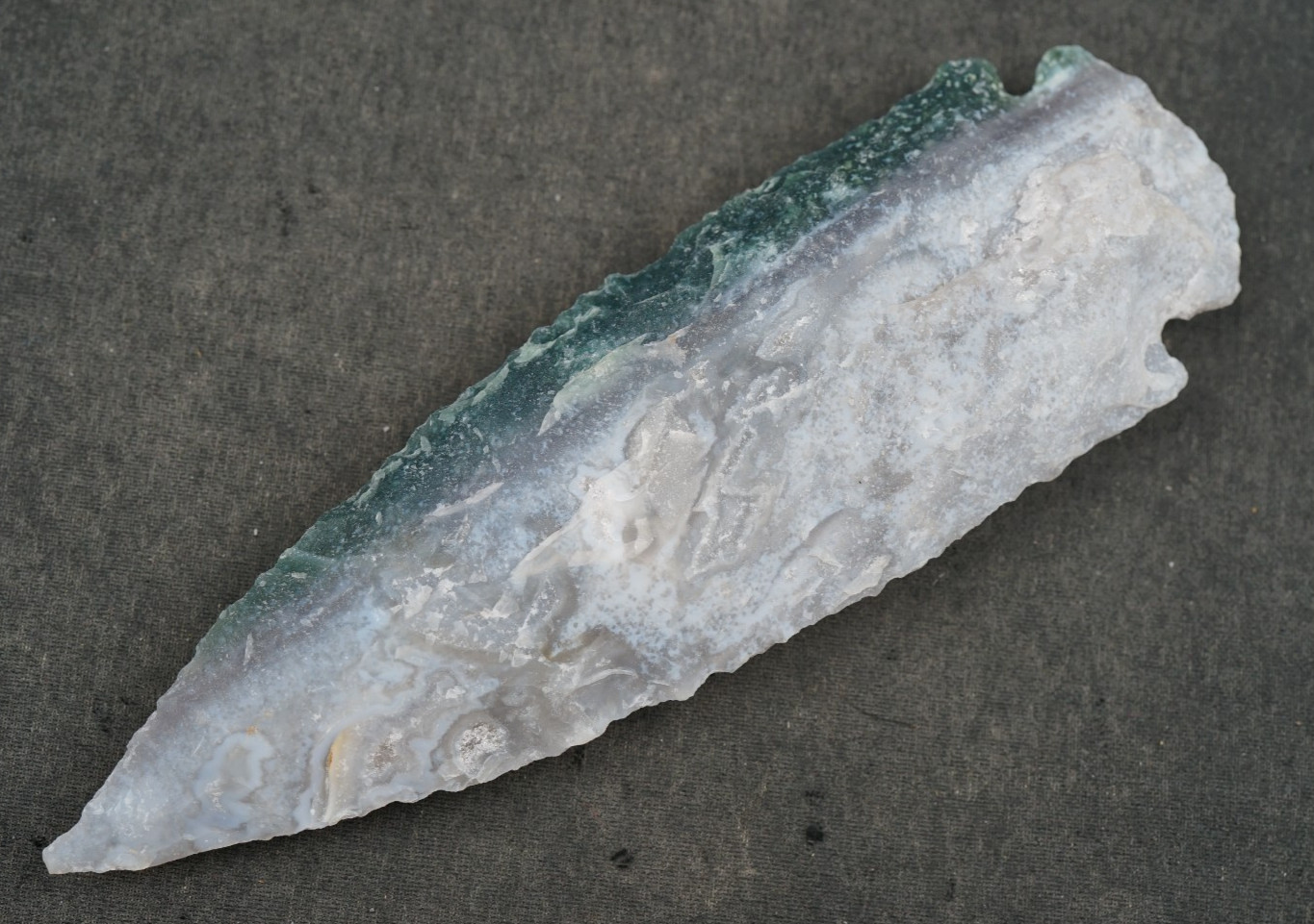 Ice White Green Crystal 5.8" Flint Spearhead Head Knife Blade Arrowhead I-639