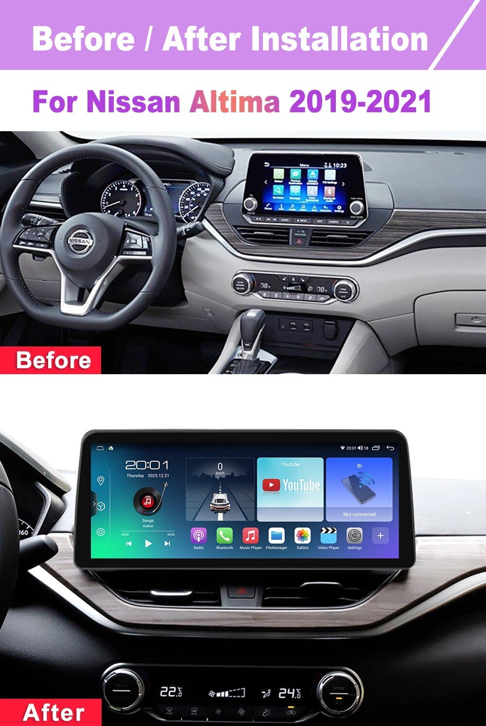 12.3 inch Screen Android Car Radio For Nissan Altima 2019-2021 CarPlay Head Unit