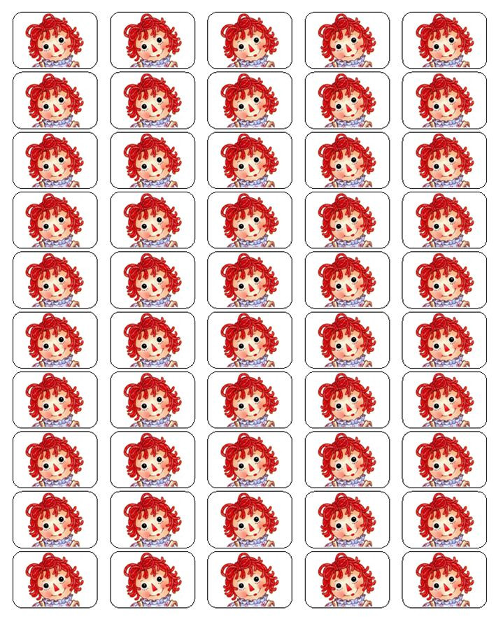 50 Raggedy Ann Envelope Seals / Labels / Stickers, 1" by 1.5"